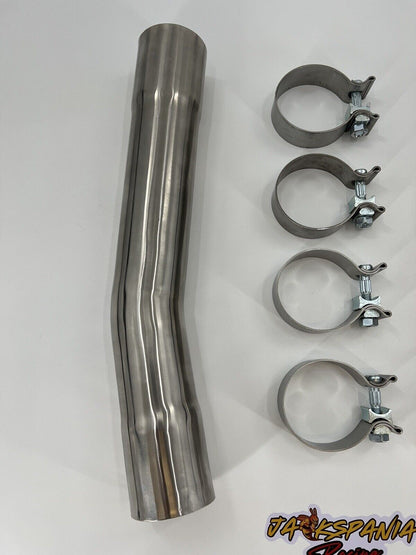 Jack Spania Racing mid muffler delete kit installed on Dodge Challenger Charger SRT Hellcat with V8 engine, showcasing engine bay and exhaust area.