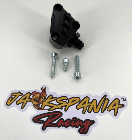 Jack Spania Racing K Series K20 K24 power steering line tuck fitting adapter for engine upgrade or repair.