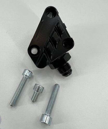 Jack Spania Racing K Series K20 K24 power steering line tuck fitting adapter for engine performance and repair.