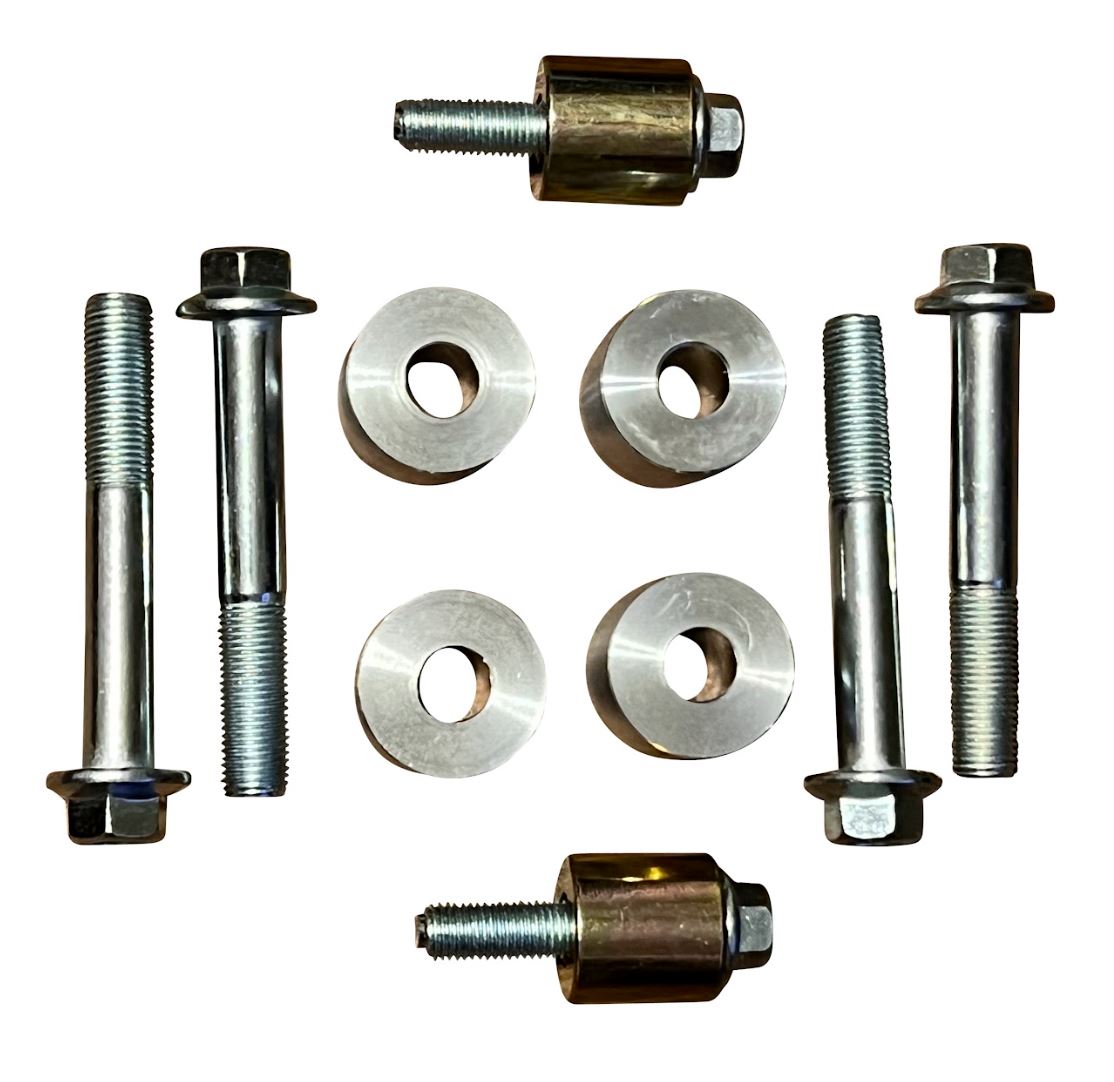 Honda CR-V 02-06 trailing arm spacer kit by Jack Spania Racing, showing suspension parts for improved vehicle alignment.
