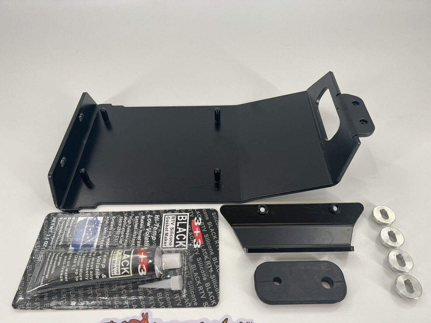 Jack Spania Racing RSX mounting kit for Honda Acura K Swap transmission, shown with mounting components for Civic and Integra models.