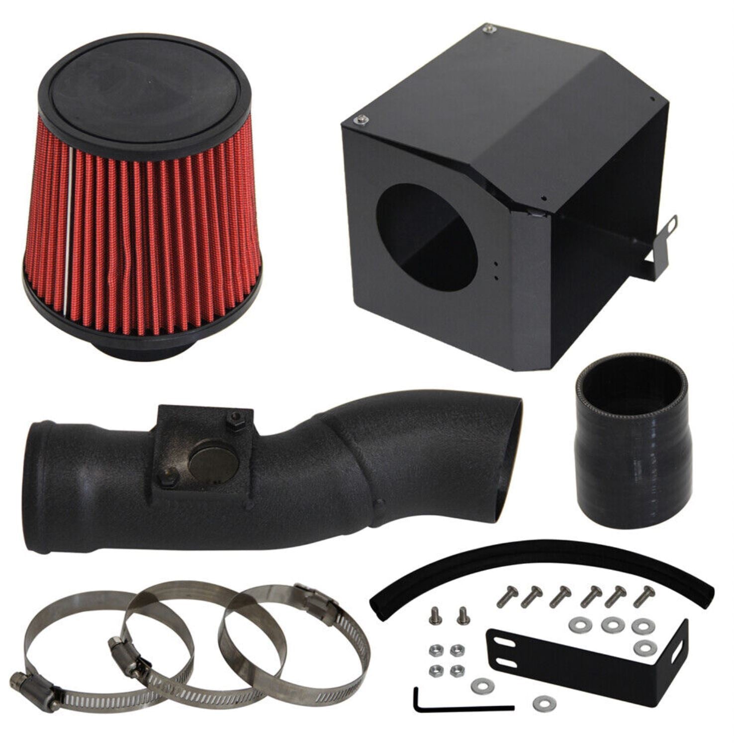 Honda Civic 1.5T cold air intake filter heat shield by Jack Spania Racing, installed on engine for improved airflow and protection.