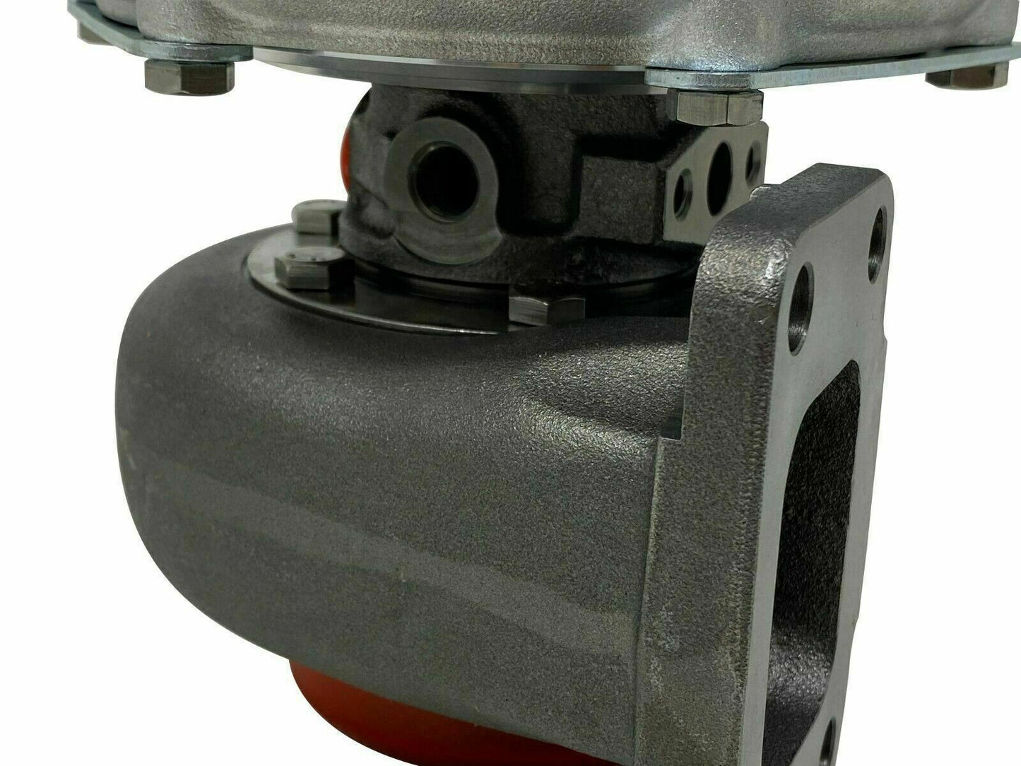 Jack Spania Racing GTX3582R GT35 T4 .82AR turbine housing with dual ceramic ball bearings for turbocharger engine performance.