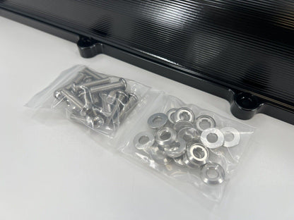 Toyota Supra 2JZ Billet Valve Covers with anodized oil cap and bolts, Jack Spania Racing engine parts for 2JZ engine.