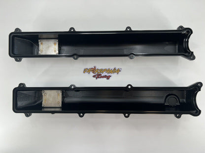 Toyota Supra 2JZ Billet Valve Covers with anodized oil cap and bolts, Jack Spania Racing engine parts for 2J engine.