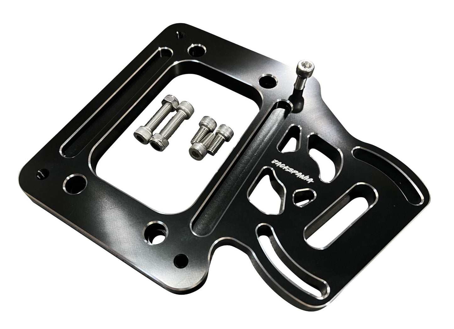 Jack Spania Racing billet aluminum staging brake mounting plate for K series K20 K24 transmission shifter box.