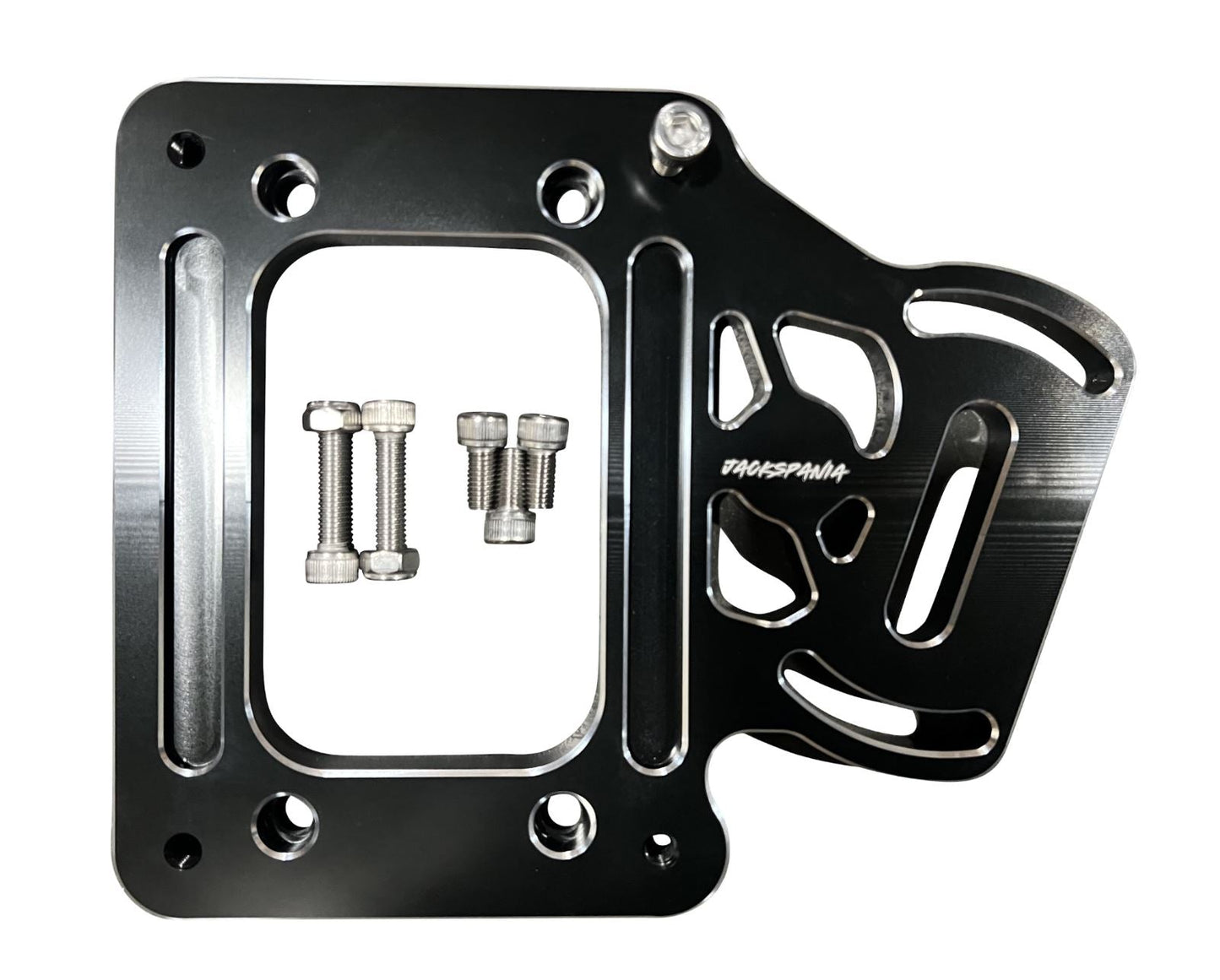 Jack Spania Racing billet aluminum staging brake mounting plate for K-series K20 K24 transmission shifter box, automotive racing part.