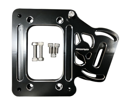 Jack Spania Racing billet aluminum staging brake mounting plate for K-series K20 K24 transmission shifter box, automotive racing part.