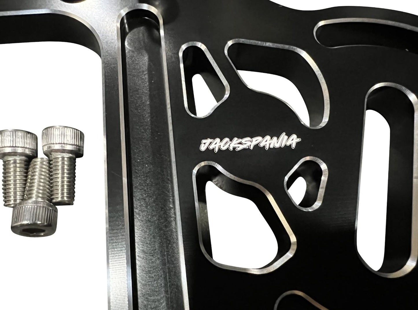 Aluminum staging brake mounting plate for K series K20 K24 shifter box, designed for transmission installation by Jack Spania Racing.