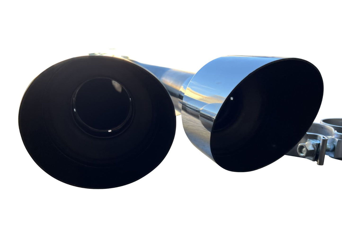 Hyundai Veloster N 2019-2023 axle back delete exhaust muffler by Jack Spania Racing, showing the sleek chrome finish and exhaust tips.