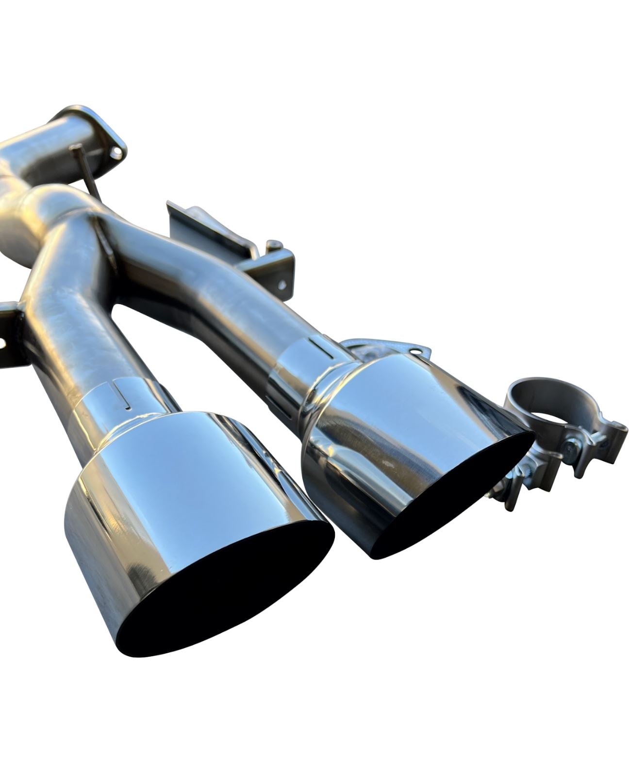 Hyundai Veloster N 2019-2023 axle back delete exhaust muffler by Jack Spania Racing, showing the polished metal and exhaust tips.