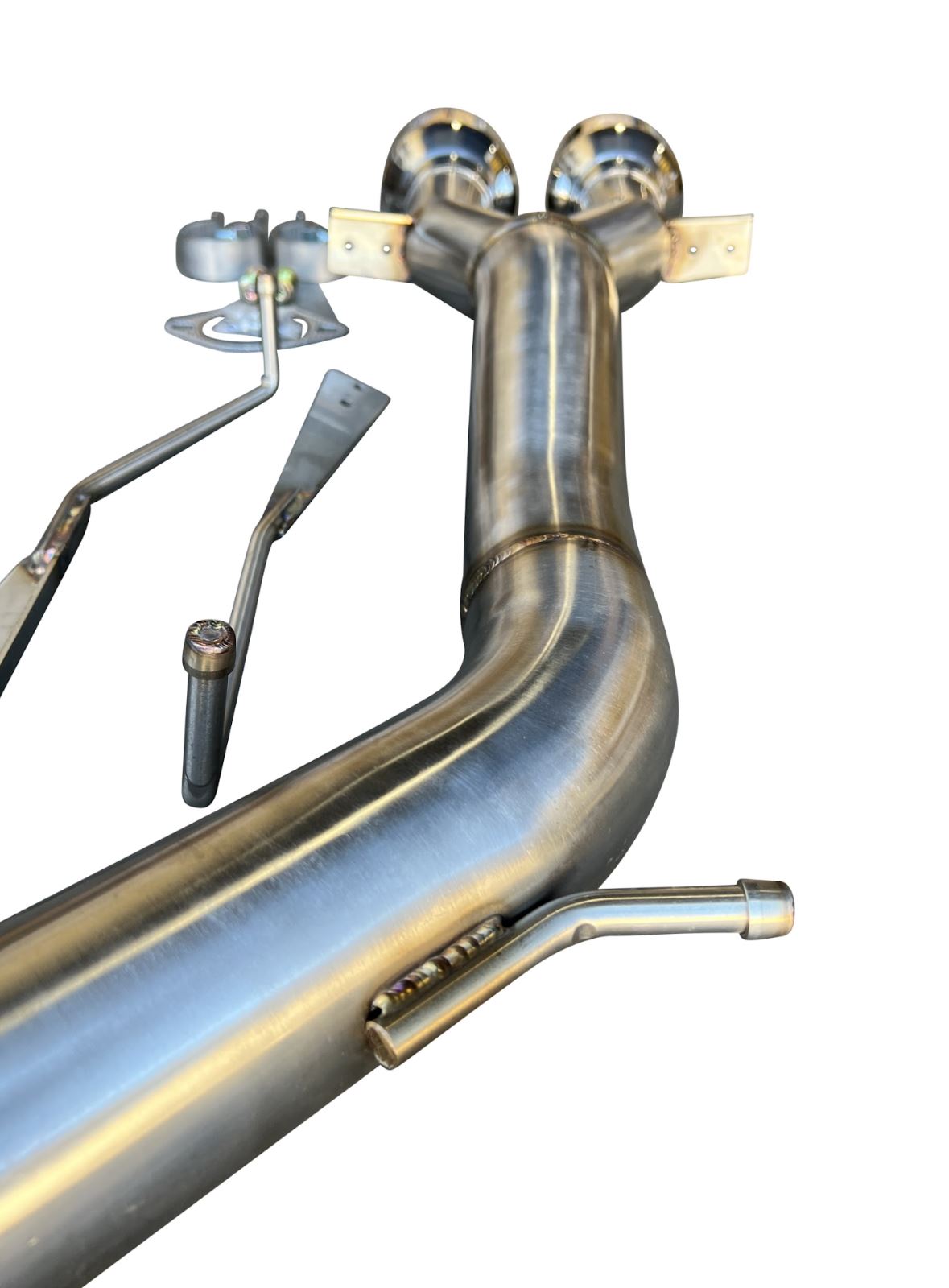 Hyundai Veloster N axle back delete exhaust muffler by Jack Spania Racing, showing sleek black finish and exhaust pipe details.