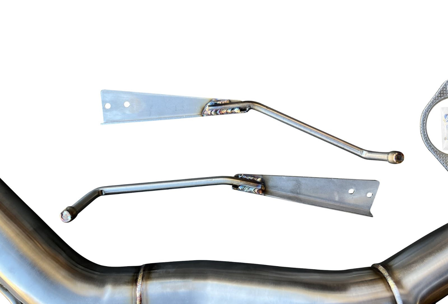 Hyundai Veloster N 2019-2023 Jack Spania Racing axle back delete exhaust muffler showing the chrome finish and exhaust pipes.