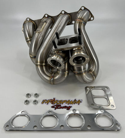 T4 Top Mount Turbo Manifold Dual Twin Wastegates B-Series