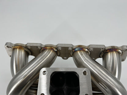 T3 turbo manifold for VW A4 1.8T Jetta Golf GTI GLI by Jack Spania Racing, 2-bolt exhaust part, metal construction with mounting flanges.