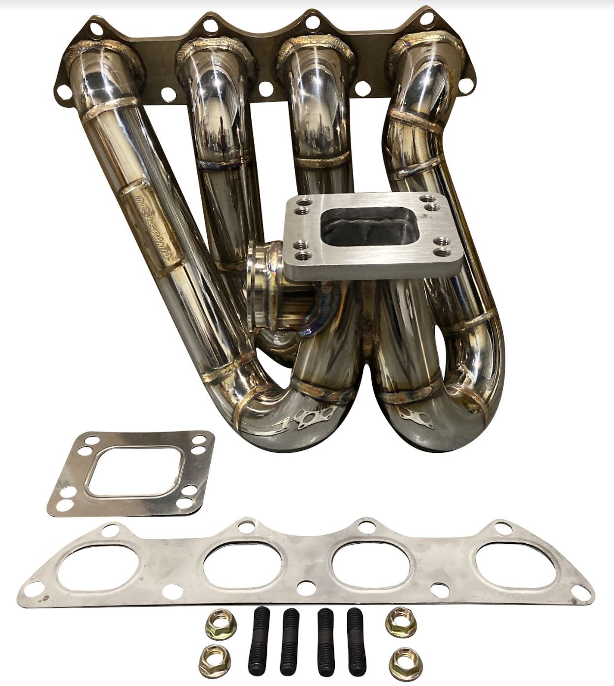 Jack Spania Racing D Series T3 T4 top mount turbo manifold for Honda Civic GSR Si D15 D16 engines, 44mm exhaust port design