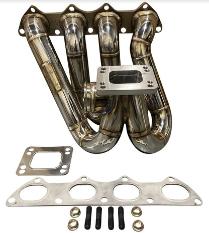 Jack Spania Racing D Series T3 T4 top mount turbo manifold for Honda Civic GSR Si D15 D16 engines, 44mm exhaust port design