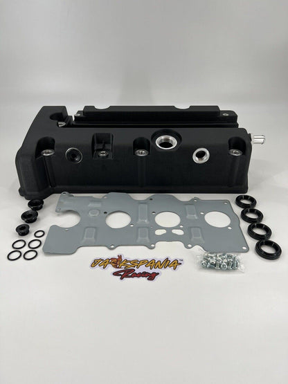 Cast aluminum K Series vented valve cover baffle for Honda Acura K20 K24 engines, by Jack Spania Racing.