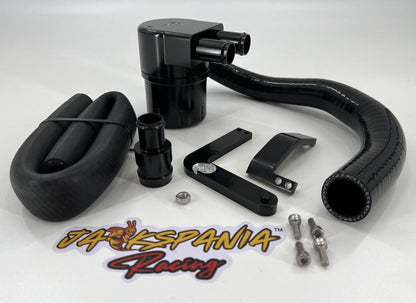 Jack Spania Racing billet catch can kit for Audi VW MK7 Golf Gti 2.0T, A3, TT, S3 8V, and 1.8T engine parts.