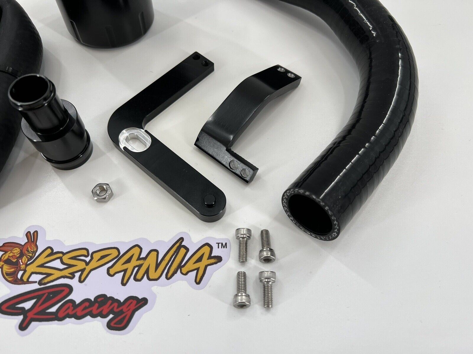 Jack Spania Racing billet catch can kit installed in engine bay for Audi VW MK7 Golf Gti 2.0T and Audi S3 8V 1.8T.