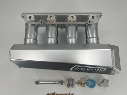 Jack Spania Racing 90mm Ultra Side Feed Intake Manifold for K Series K20 K24 engines, with plenum and intake ports visible.