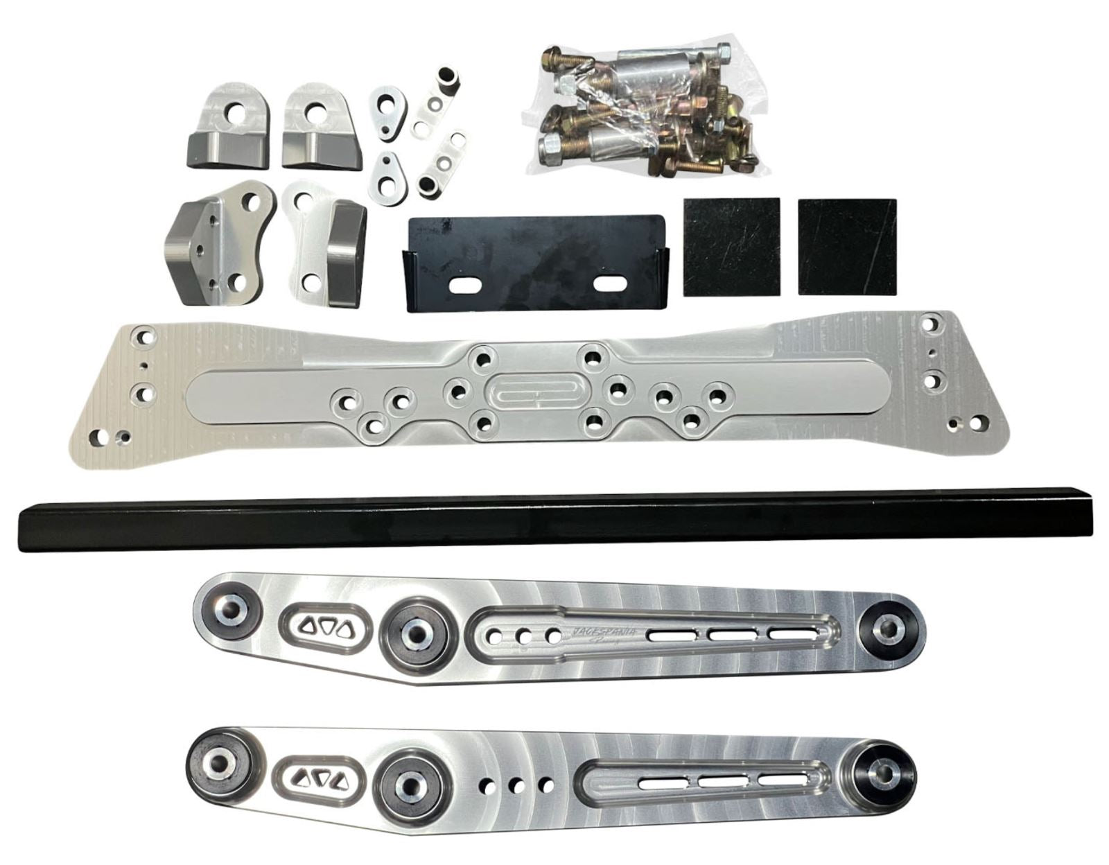 Jack Spania Racing AWD rear differential brace kit for Honda Civic EG and DC2 92-95, 94-01 transmission parts, shown in image.