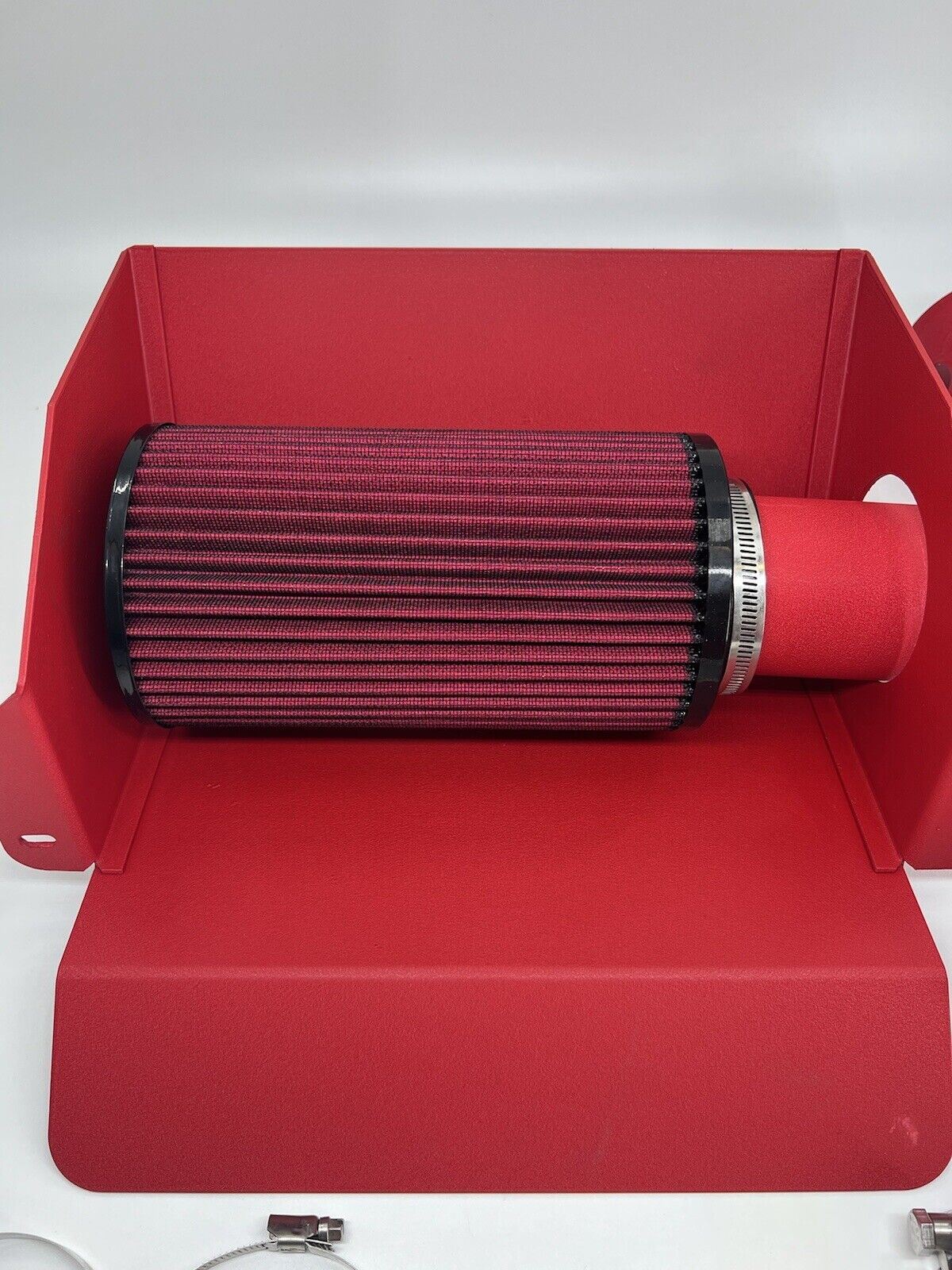 Polaris Slingshot aluminum high flow cold air intake by Jack Spania Racing for 2015-2019 engine parts, shown installed on vehicle.