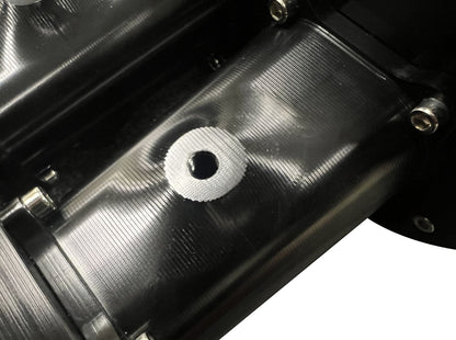 Jack Spania Racing billet 2JZ GTE intake manifold with 12 injector fuel rail and throttle body for high-performance engine upgrades.