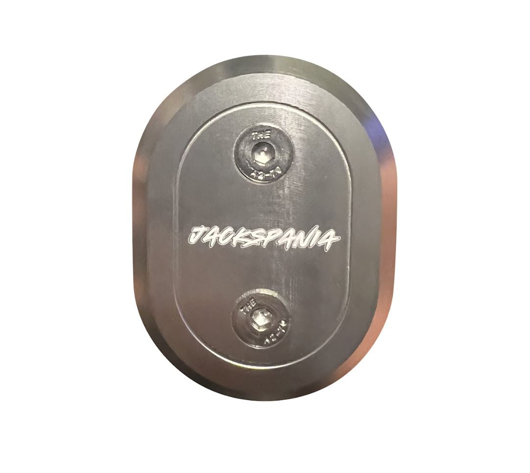 Jack Spania Racing billet firewall harness block plug for Honda Acura Civic Hatch Si engine firewall installation.