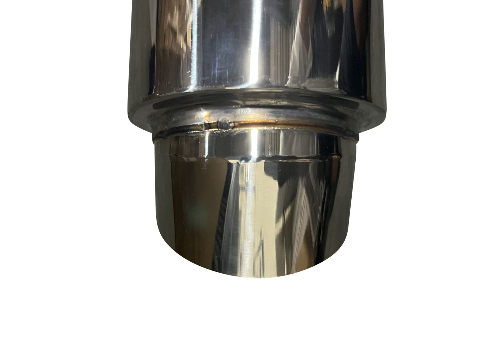 Polished stainless steel dolphin muffler with 3-inch inlet and 3.5-inch outlet, universal exhaust part by Jack Spania Racing