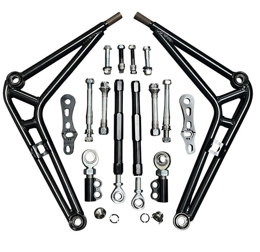 Jack Spania Racing BMW E36 front steering adjustable drift lower control arm with wide angle kit, transmission parts for improved handling.