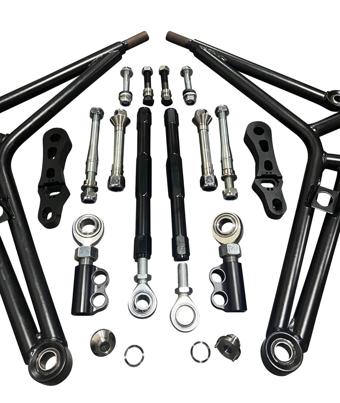 Jack Spania Racing adjustable drift lower control arm kit for BMW E36 with wide angle design, front steering transmission part.