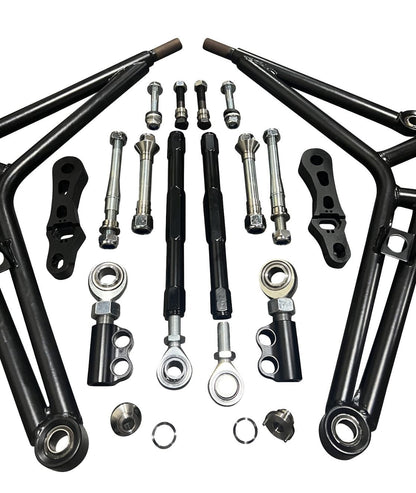 Jack Spania Racing adjustable drift lower control arm kit for BMW E36 with wide angle design, front steering transmission part.
