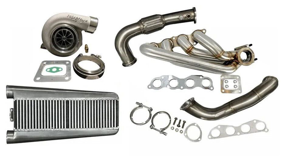 Jack Spania Racing K Swap K Series turbo manifold with intercooler, GT35 T3 T4 flange, sidewinder design, 60mm size, exhaust part