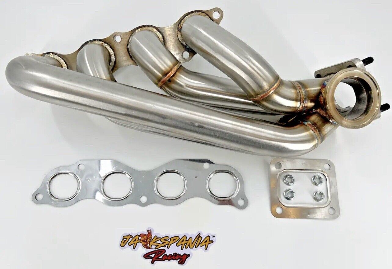 Jack Spania Racing K Swap K Series turbo manifold with intercooler, T3/T4 flange, sidewinder design, for K20 and K24 engines.