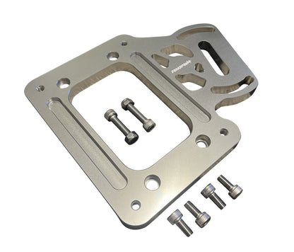 Billet aluminum K-series K20 K24 staging brake mounting plate for shifter box, by Jack Spania Racing, used in transmission setups.