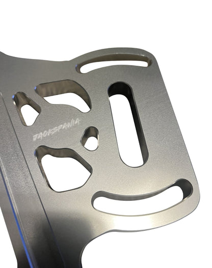Billet aluminum K-series brake mounting plate for K20 K24 shifter box, transmission parts by Jack Spania Racing.