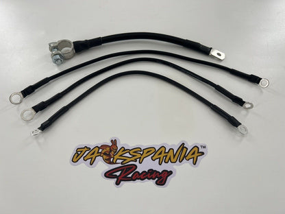 Heavy duty battery ground strap kit for Honda Acura B D H K series engines, transmission grounding part by Jack Spania Racing.