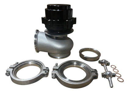 Universal 60mm V-band flange clamp for wastegate EWG, JackSpania Racing engine parts with metal construction and secure fitting.