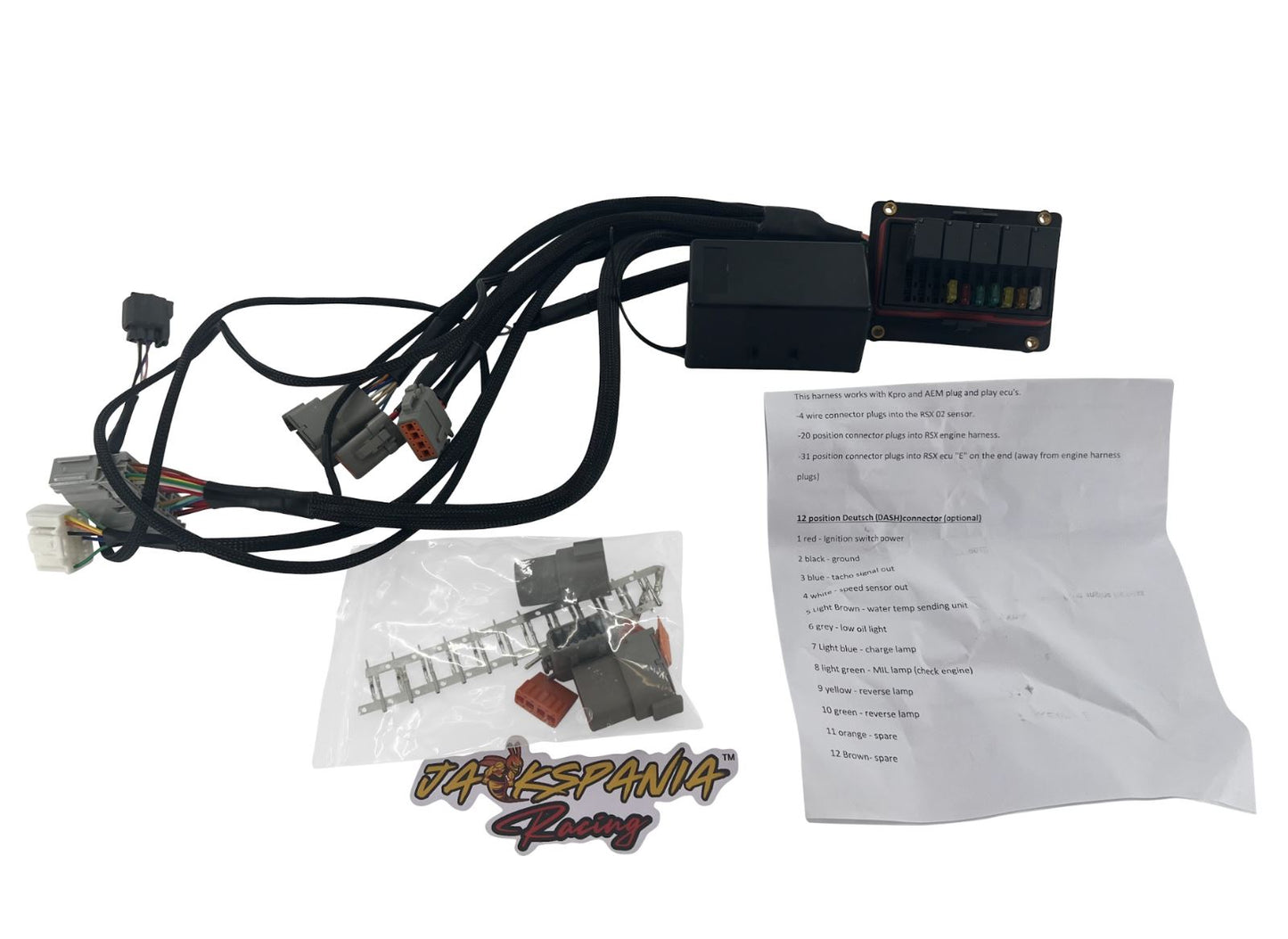 JackSpania Racing K Series Chassis Adapter Race Relay Fuse Box Lead Harness for K20 and K24 engine swaps.