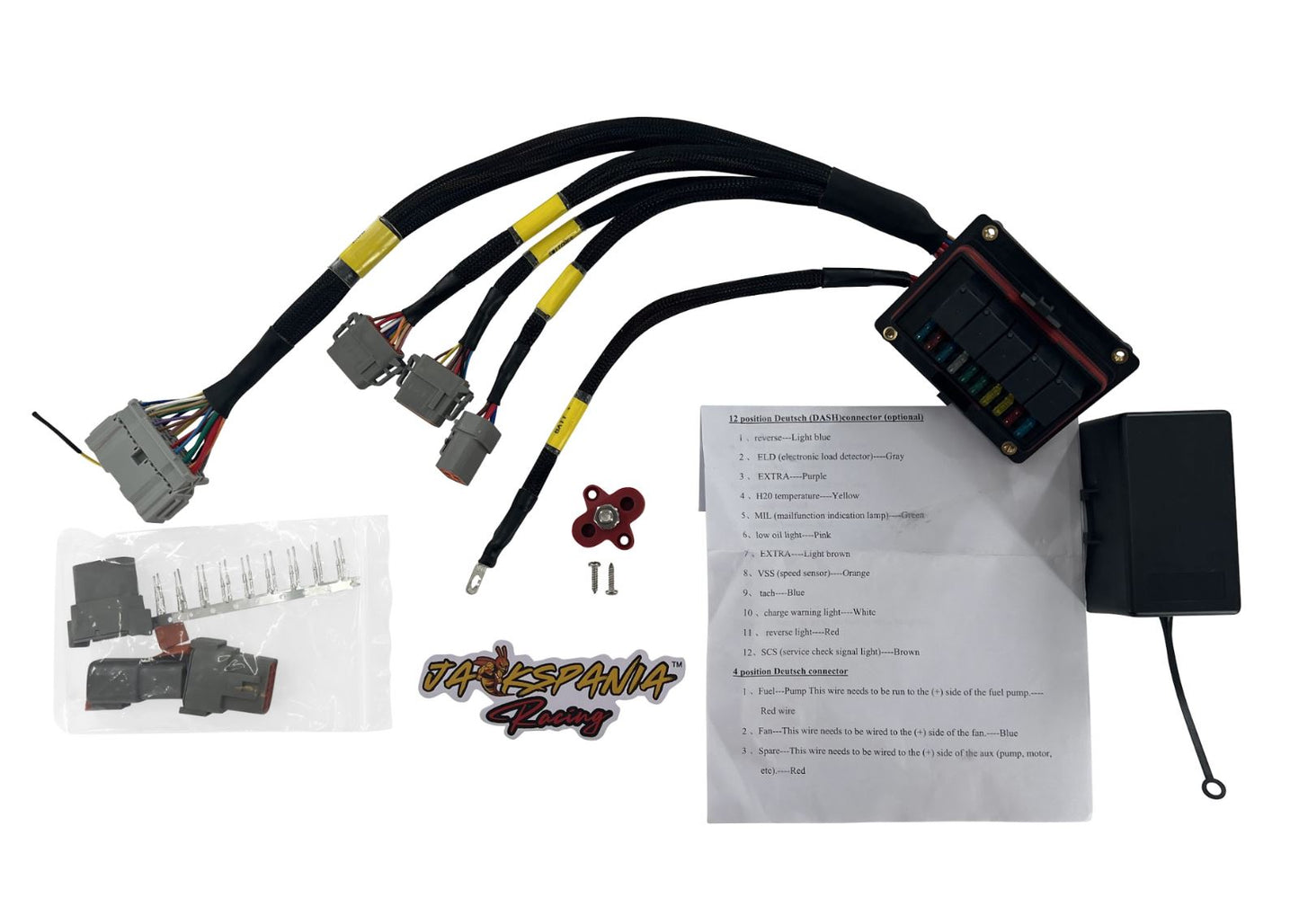 JackSpania Racing B D H Series Chassis Adapter Race Relay Fuse Box Lead Harness for engine wiring and electrical upgrades.