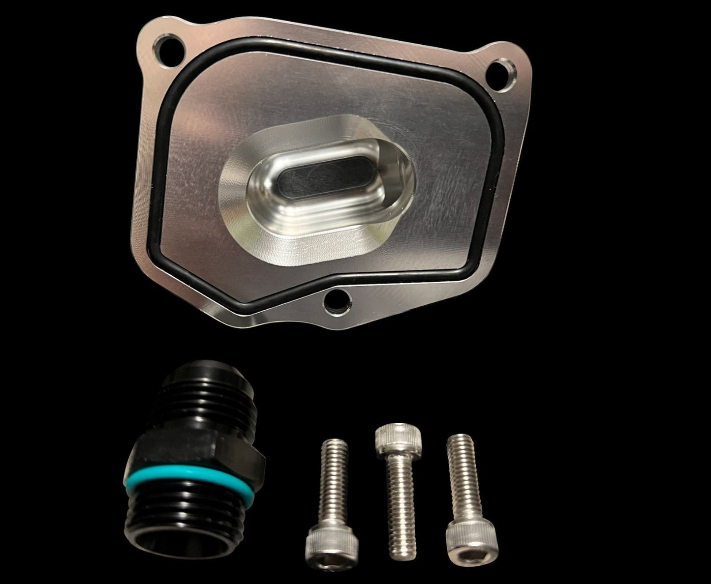 JackSpania Racing K Series K20 K24 timing chain tensioner oil return plate with 3-bolt design for engine performance.