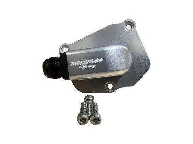 JackSpania Racing K Series K20 K24 timing chain tensioner oil return plate with 3 bolts for engine maintenance.