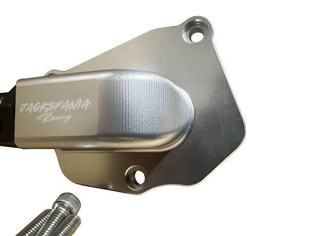 JackSpania Racing K Series K20 K24 timing chain tensioner oil return plate with 3 bolts for engine maintenance.