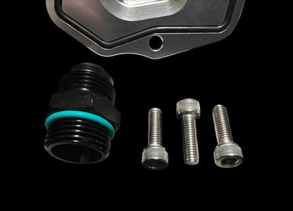 JackSpania Racing K Series K20 K24 timing chain tensioner oil return plate with three bolts for engine repair.