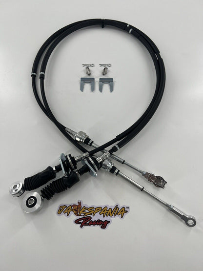 Race Spec Performance Shifter Cables for Honda Acura 04-08 TSX and 03-07 Accord from JackSpania Racing, engine parts with 2-bolt design.