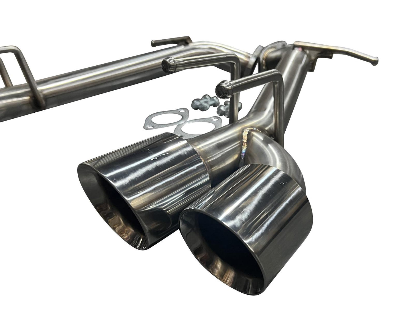 JackSpania Racing dual axle back delete exhaust kit installed on a 2018-2023 Toyota Camry, showcasing the muffler removal setup.