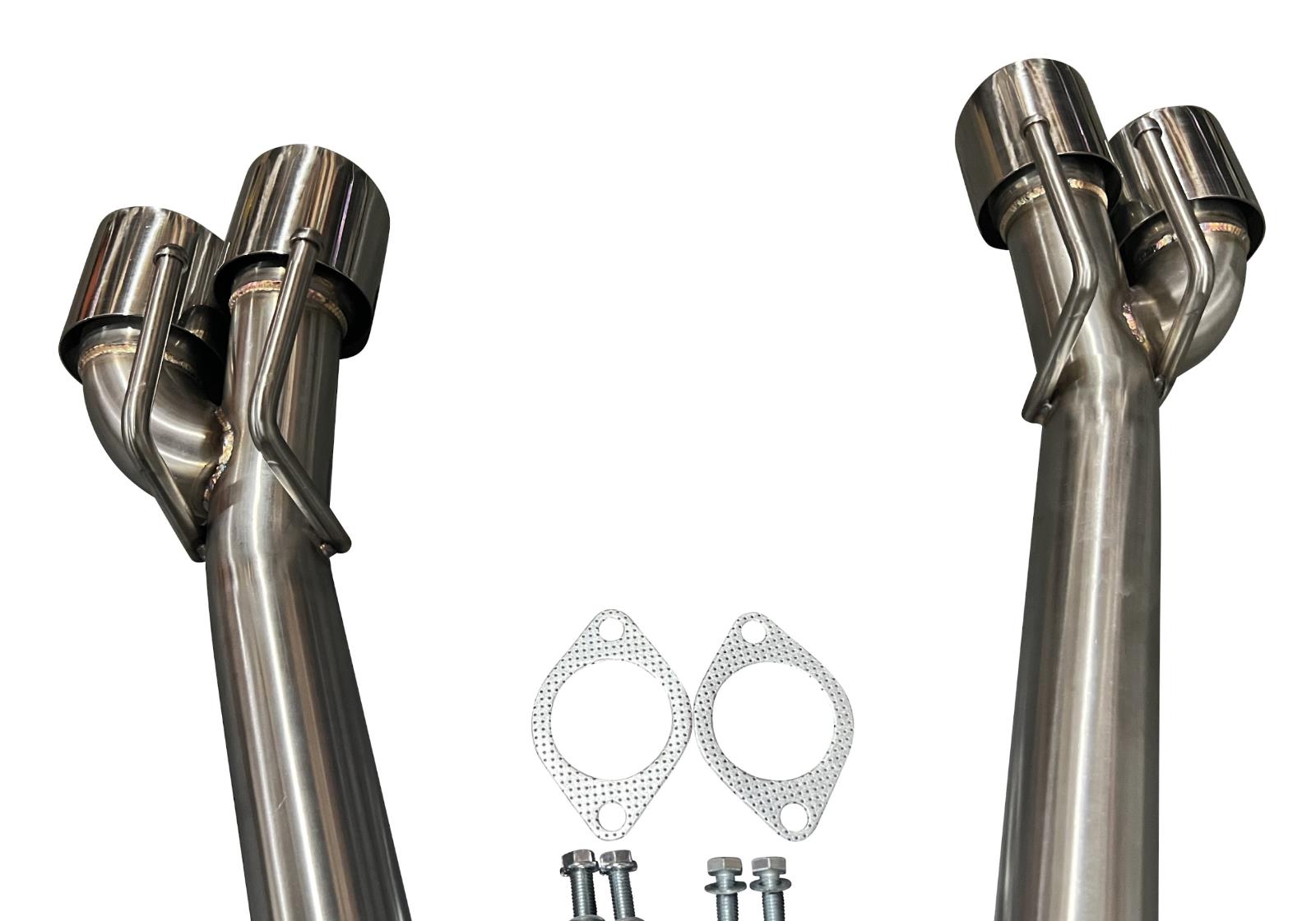 Dual axle back delete exhaust for Toyota Camry 2018-2023, JackSpania Racing muffler removal kit, showing the exhaust pipe and tips.