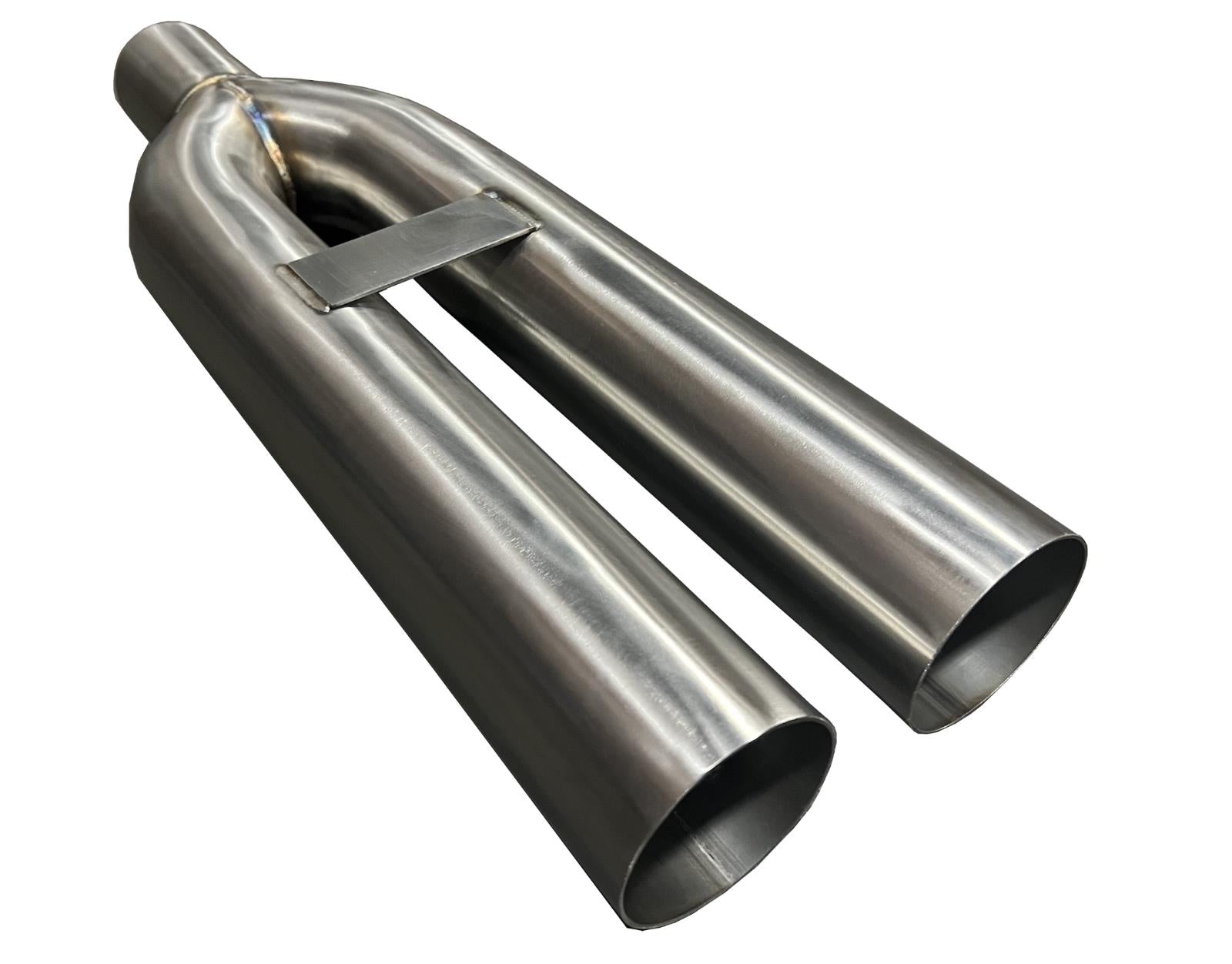 Universal stainless steel twin straight blast pipe tip for exhaust, featuring a 3-inch inlet and durable muffler design by JackSpania Racing.