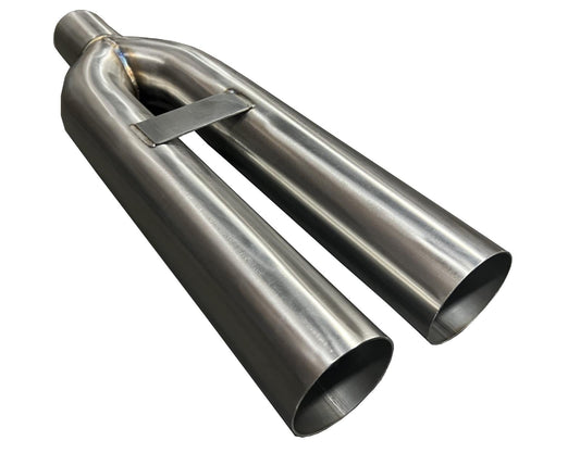 Universal stainless steel twin straight blast pipe tip for exhaust, featuring a 3-inch inlet and durable muffler design by JackSpania Racing.